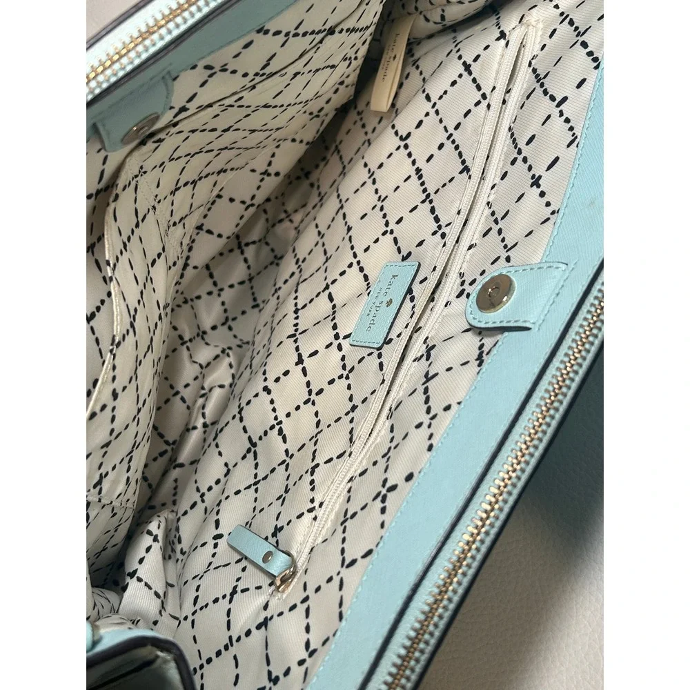 Kate Spade New York Loden Newbury‎ Lane Satchel Hand Bag Light Blue Saffiano